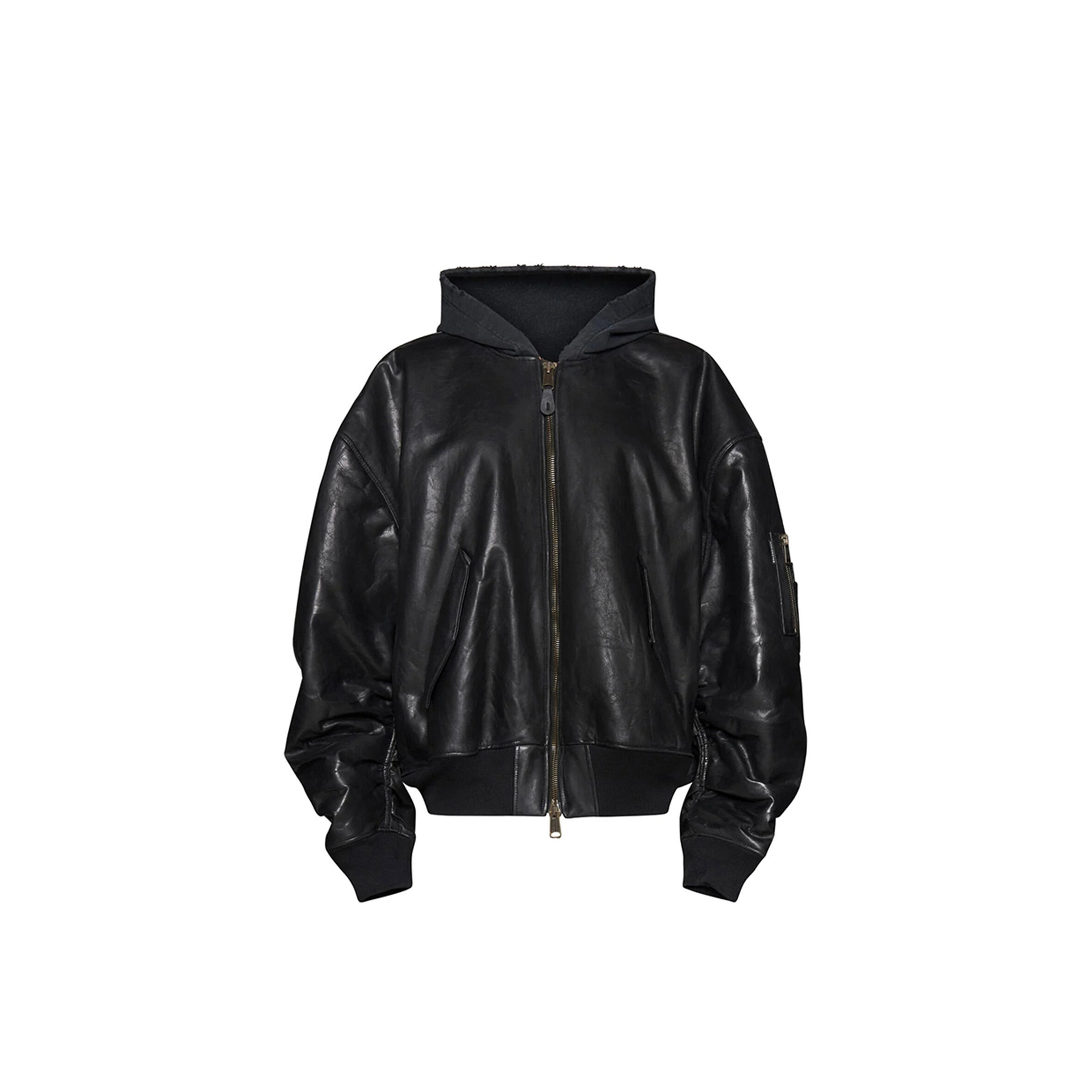 BALENCIAGA WOMEN'S BLACK OVERSIZED LEATHER BOMBER JACKET 768772TOS171000